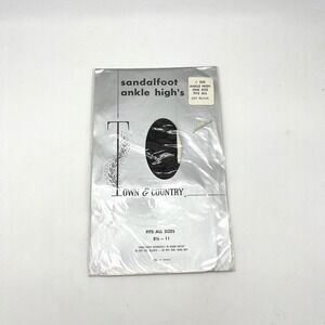 Vintage Town Country Sandalfoot Ankle Highs One Size Fits All Off‎ Black Hosiery